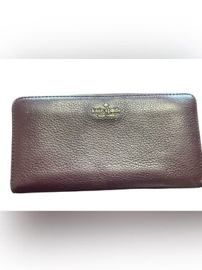 Kate Spade New York Burgundy Pebbled Leather Zip Around Continental Wallet